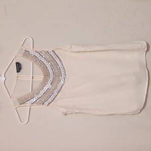 Bebe beaded cream tank top size XS